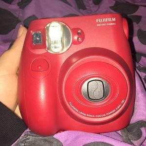 Red polaroid camera
